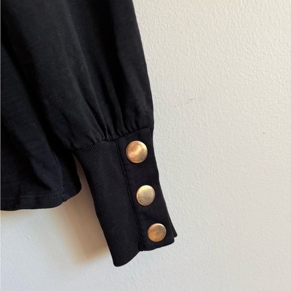 NATION LTD kiana crewneck in jet black gold button size small - Picture 9 of 14